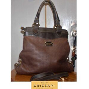 Crizzapi Handcrafted in Brazil "Woven" Leather Lg Tote Whip Stitched Handles